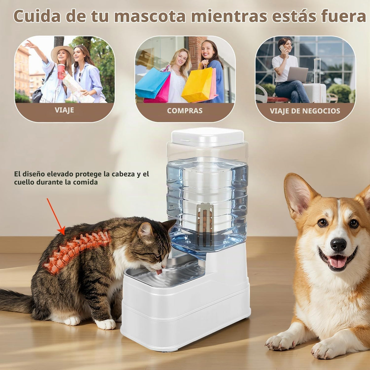 Dispensador de agua automático para mascotas de 2.2 galones para pe...