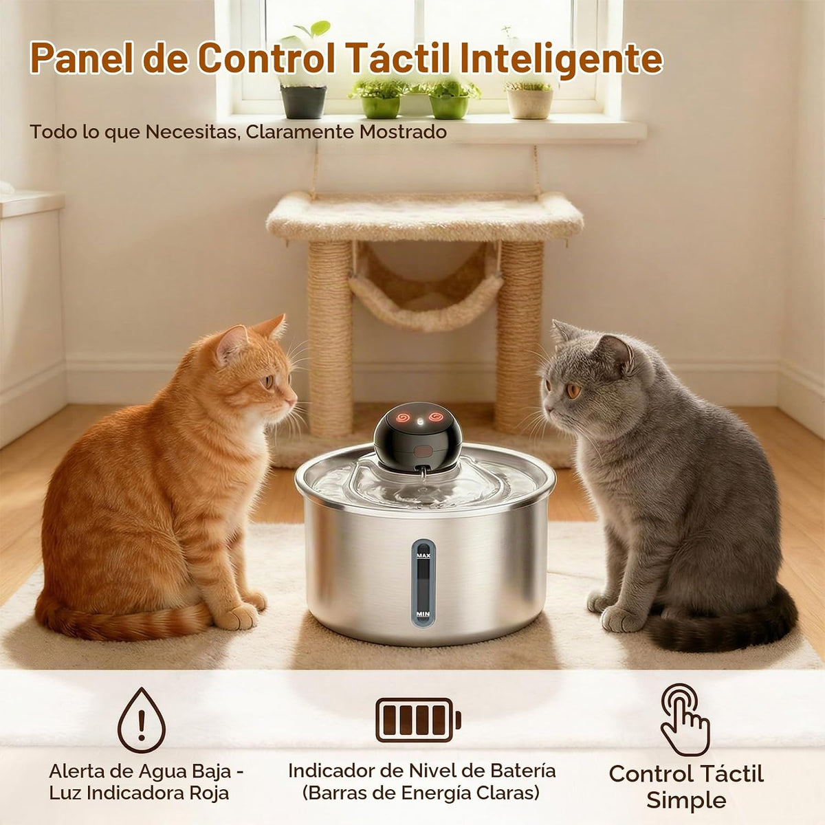 Fuente de agua inalámbrica para gatos de 3 litros\/101 onzas, fuent...