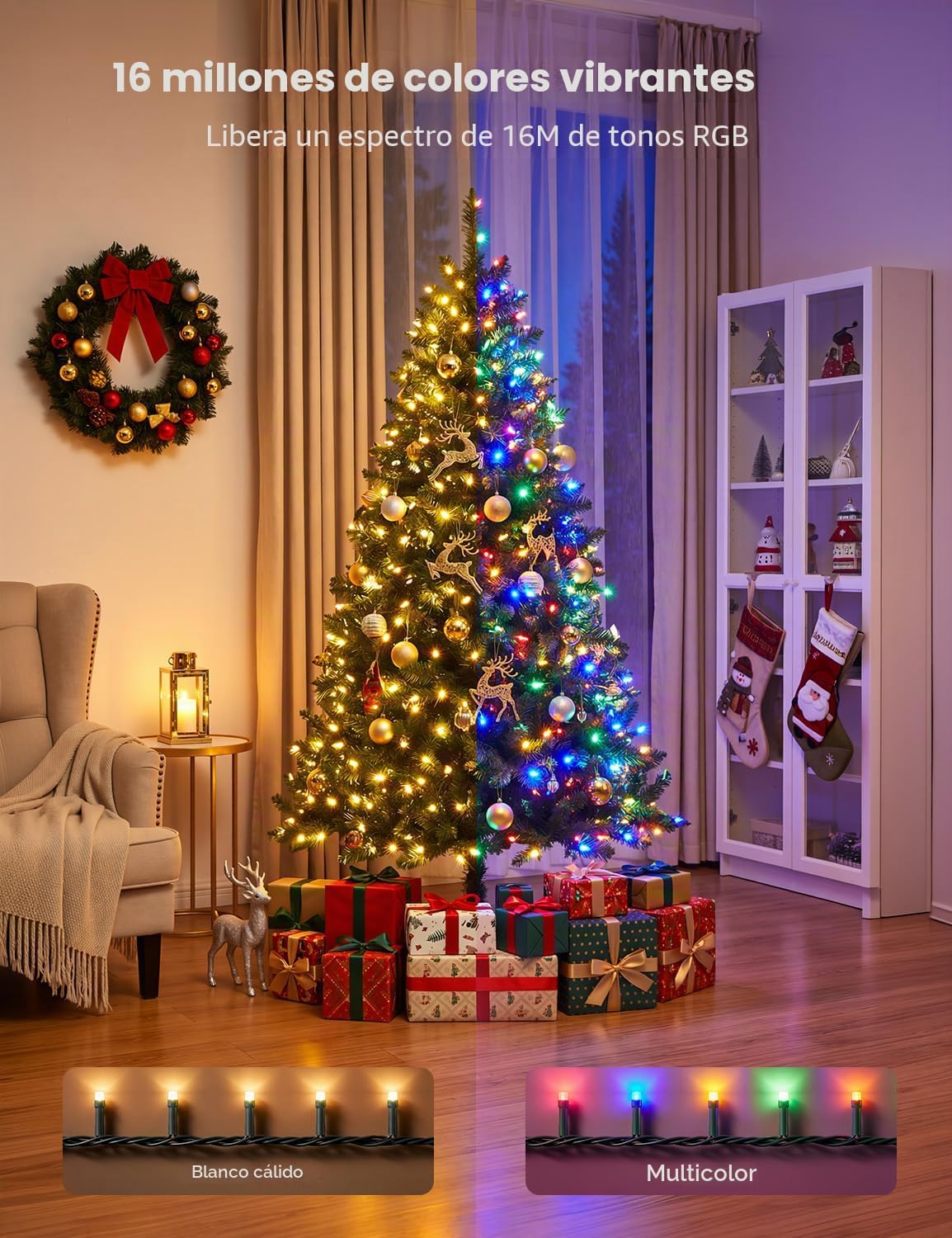 Minetom - Luces inteligentes para árbol de Navidad, Halloween, 66 p...