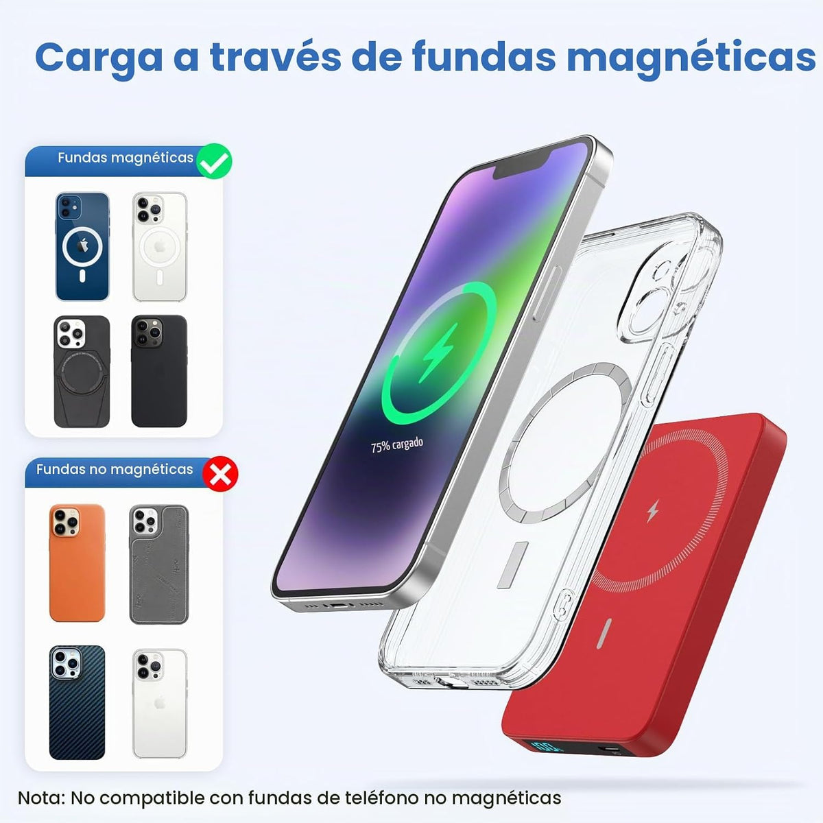 HHETP Cargador portátil magnético de 10800 mAh para batería Magsafe...