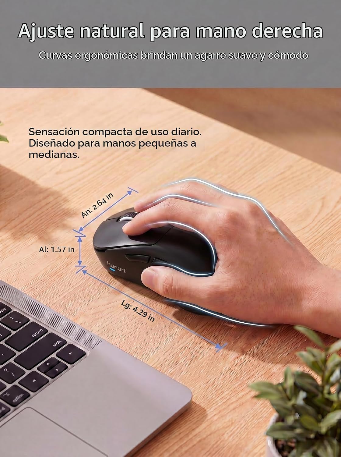 hunart Ratón inalámbrico H6 de 1.73 oz, Bluetooth y 2.4 GHz, carga...