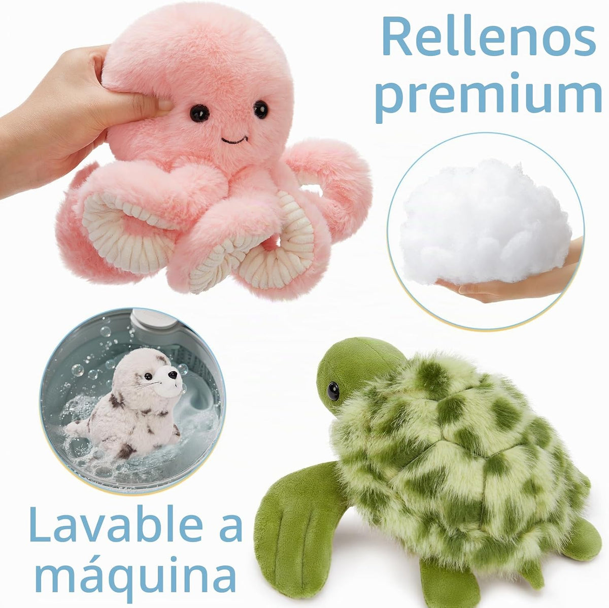 MaoGoLan 6 juguetes de peluche de animales marinos, animales de pel...