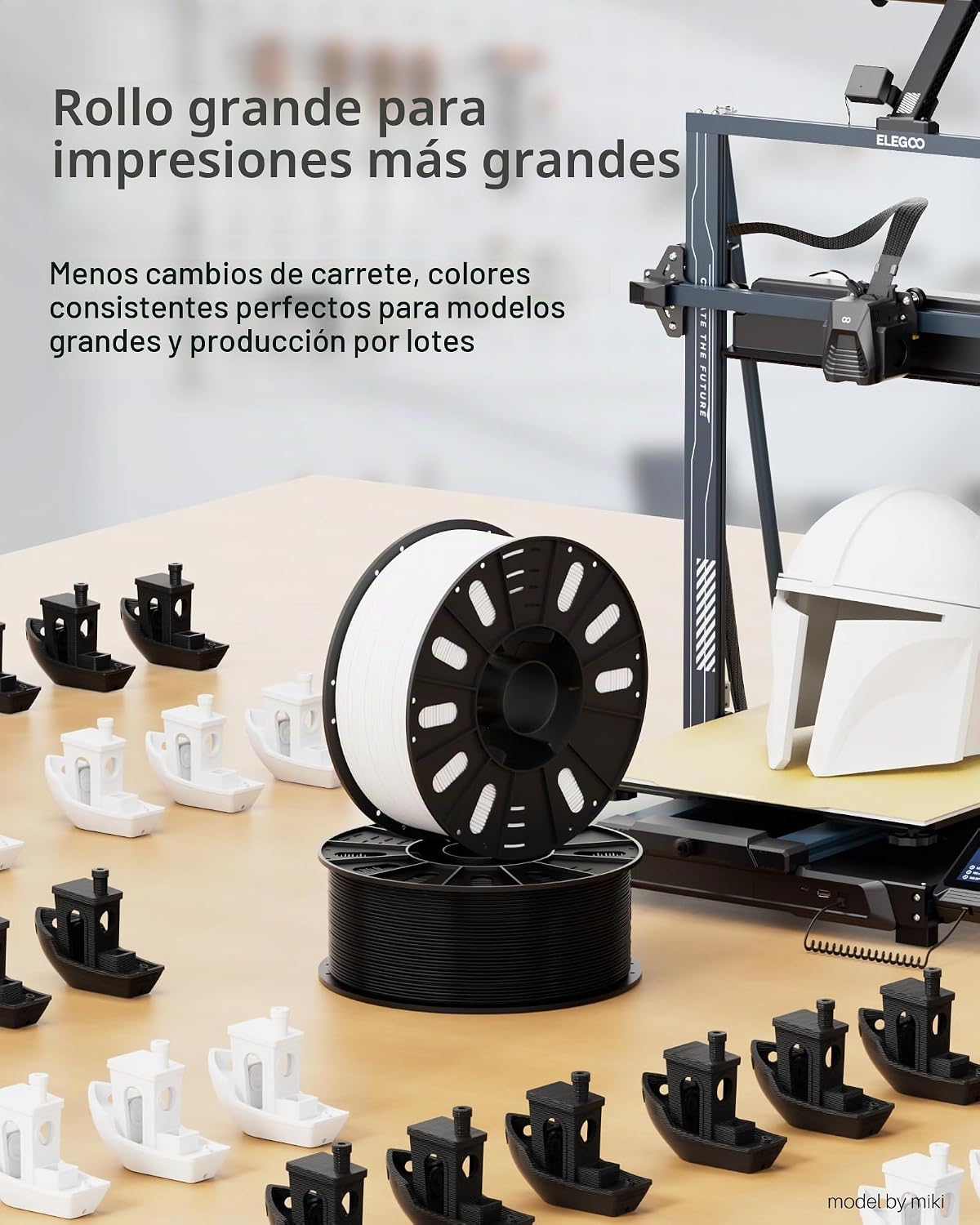 ELEGOO Filamento PLA para impresora 3D de 0.07 in, color negro, 6.6...