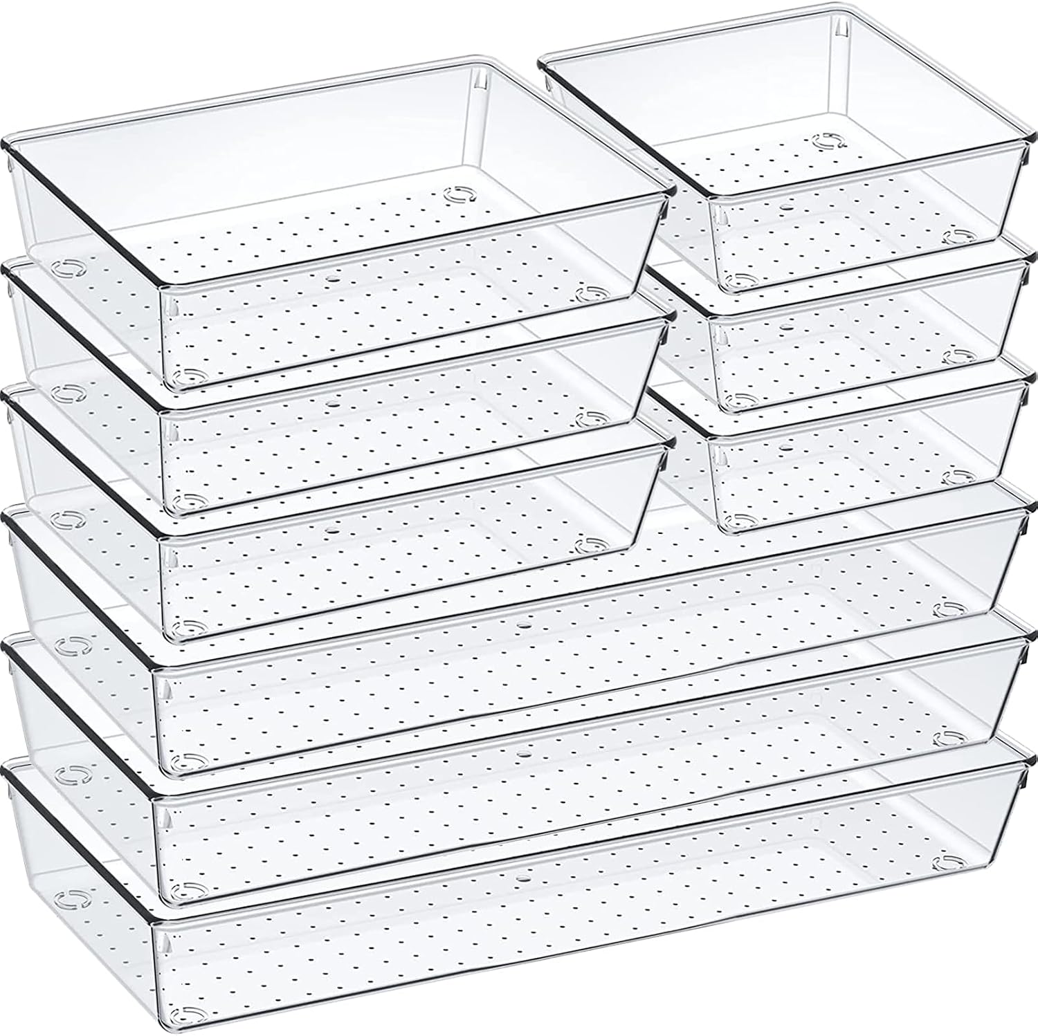 Juego de 9 organizadores de cajones de plástico transparente, acríl...