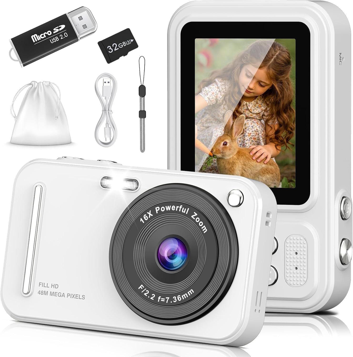 Cámara digital para niños, cámaras digitales de 48 MP FHD 1080P par...