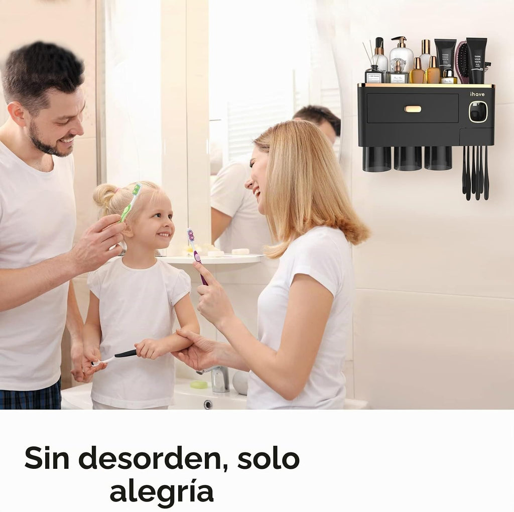 iHave - Portacepillos de dientes de pared para baños con dispensado...