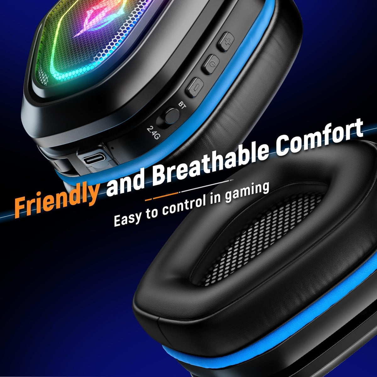 Ozeino Auriculares inalámbricos para juegos de 2.4 GHz con micrófon...