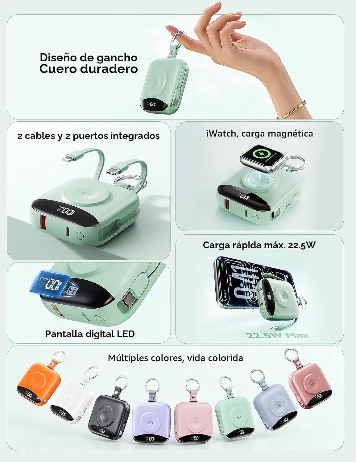 BLJIB Cargador portátil 10000mAh 22.5W Banco de energía incorporado...