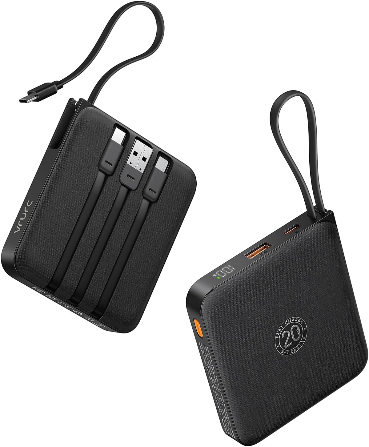 Cargador portátil VRURC con 4 cables incorporados, banco de energía...