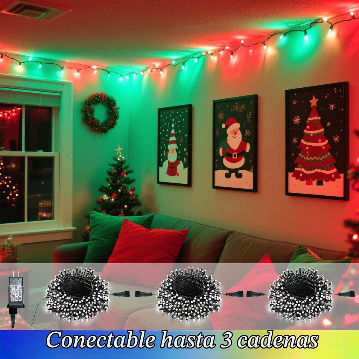 Luces navideñas que cambian de color, 35 colores, 33 pies, 100 luce...