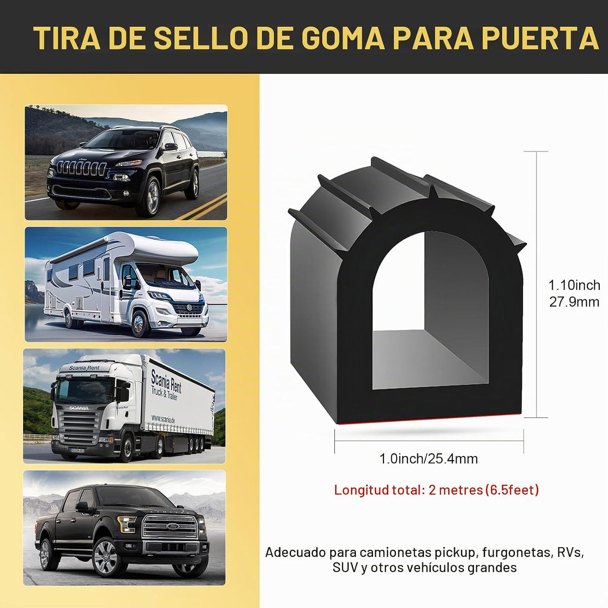 Sello de goma para puerta en forma de D, burlete para puertas de ca...