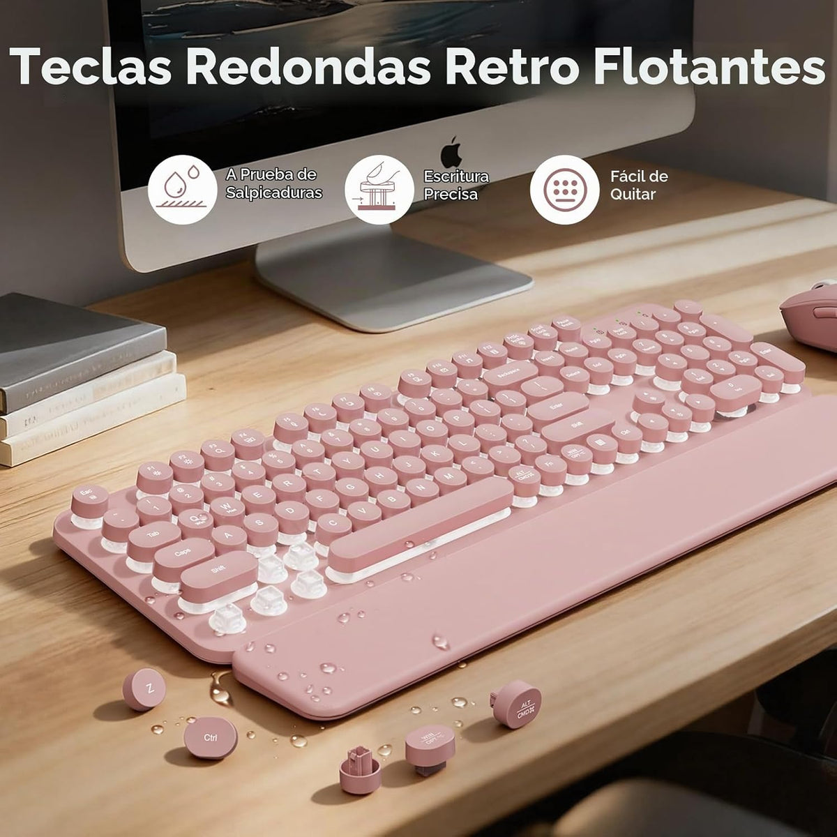 Combo de teclado y mouse inalámbricos retroiluminados, teclado retr...