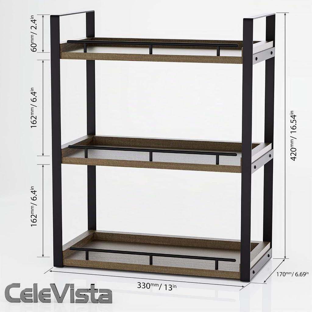 CeleVista Organizador de encimera de baño, estante de madera de 3 n...