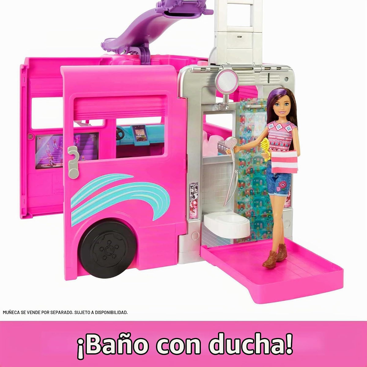 Barbie DreamCamper Juego y accesorios para acampar | Incluye tobogá...