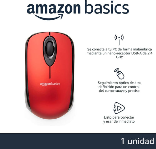 Amazon Basics Ratón inalámbrico óptico de 2,4 GHz para portátil y c...