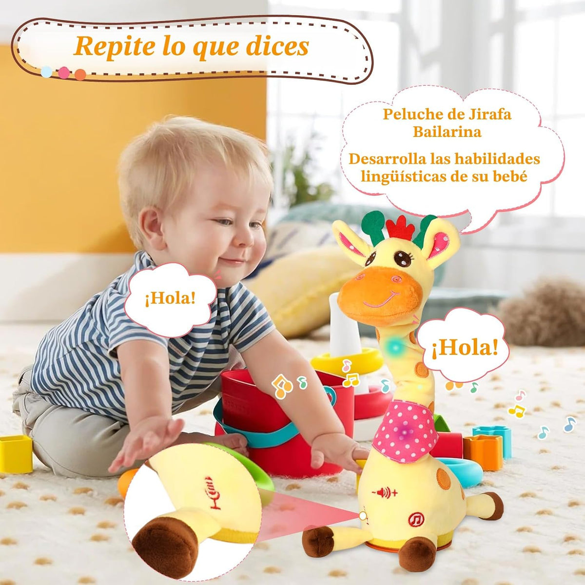 LLUKEME Juguete de Jirafa Bailarina y Habladora, Animal de Peluche...