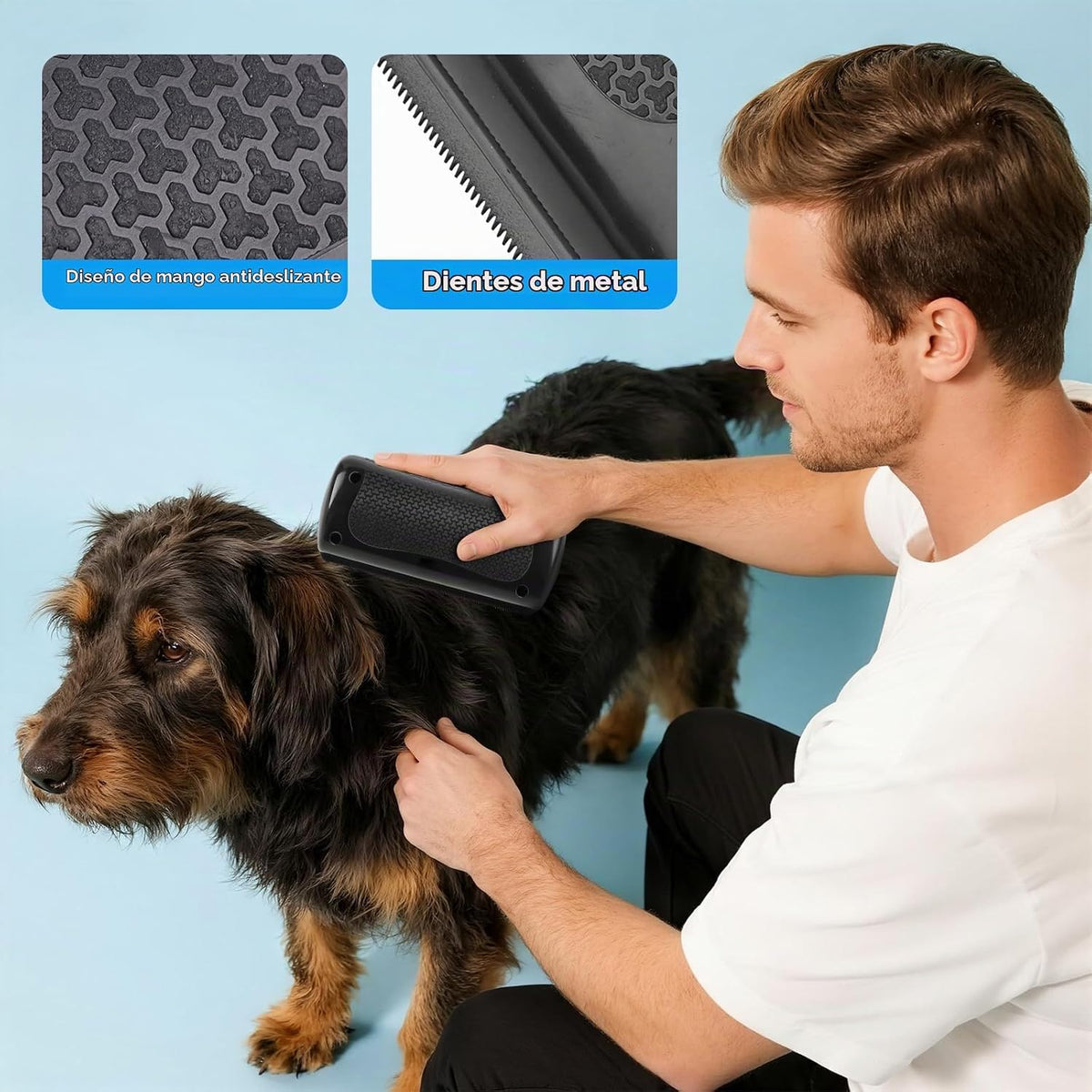 Cepillo para perros Deshedding para peluquería, herramienta ergonóm...