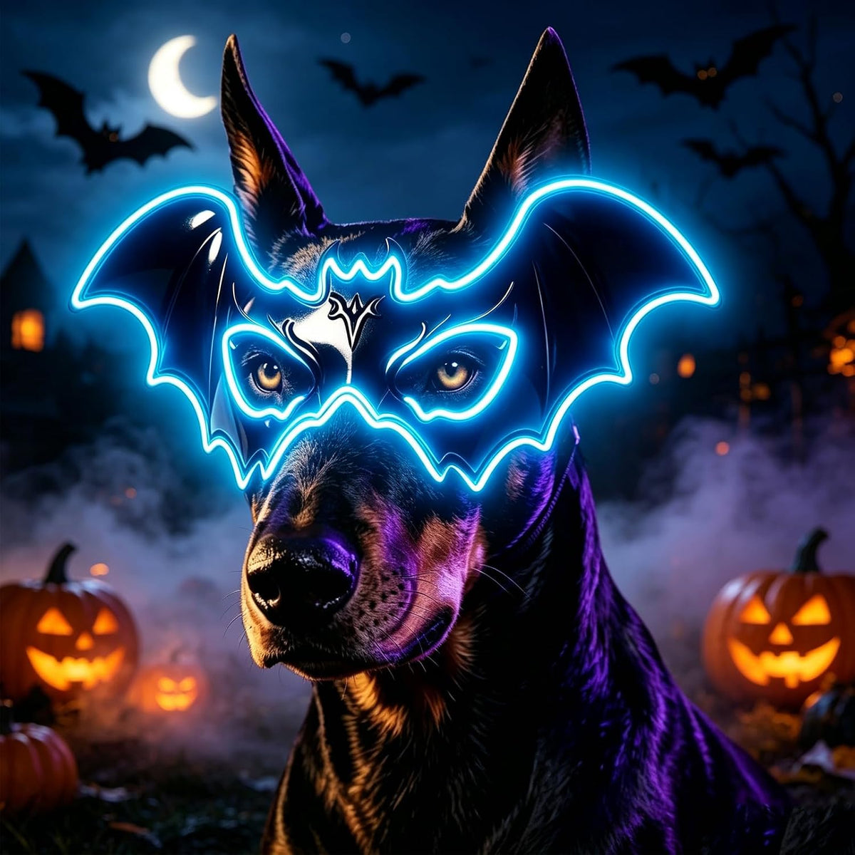 LIBRNTY Máscara de perro estilo murciélago,Máscara iluminada LED,Má...