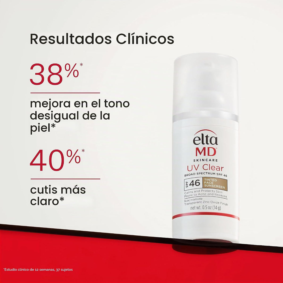 Protector solar facial transparente UV EltaMD con óxido de zinc, si...