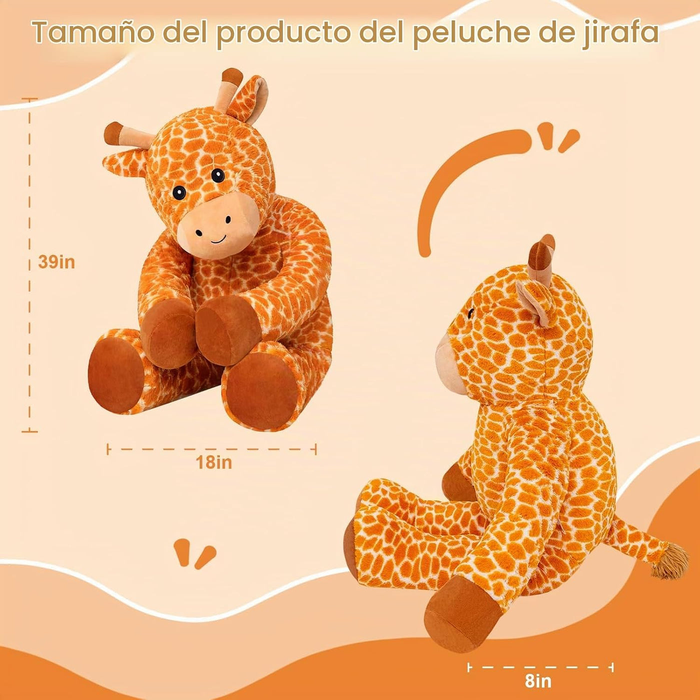 SQEQE Peluche de jirafa grande de 39 pulgadas, jirafa de peluche gi...