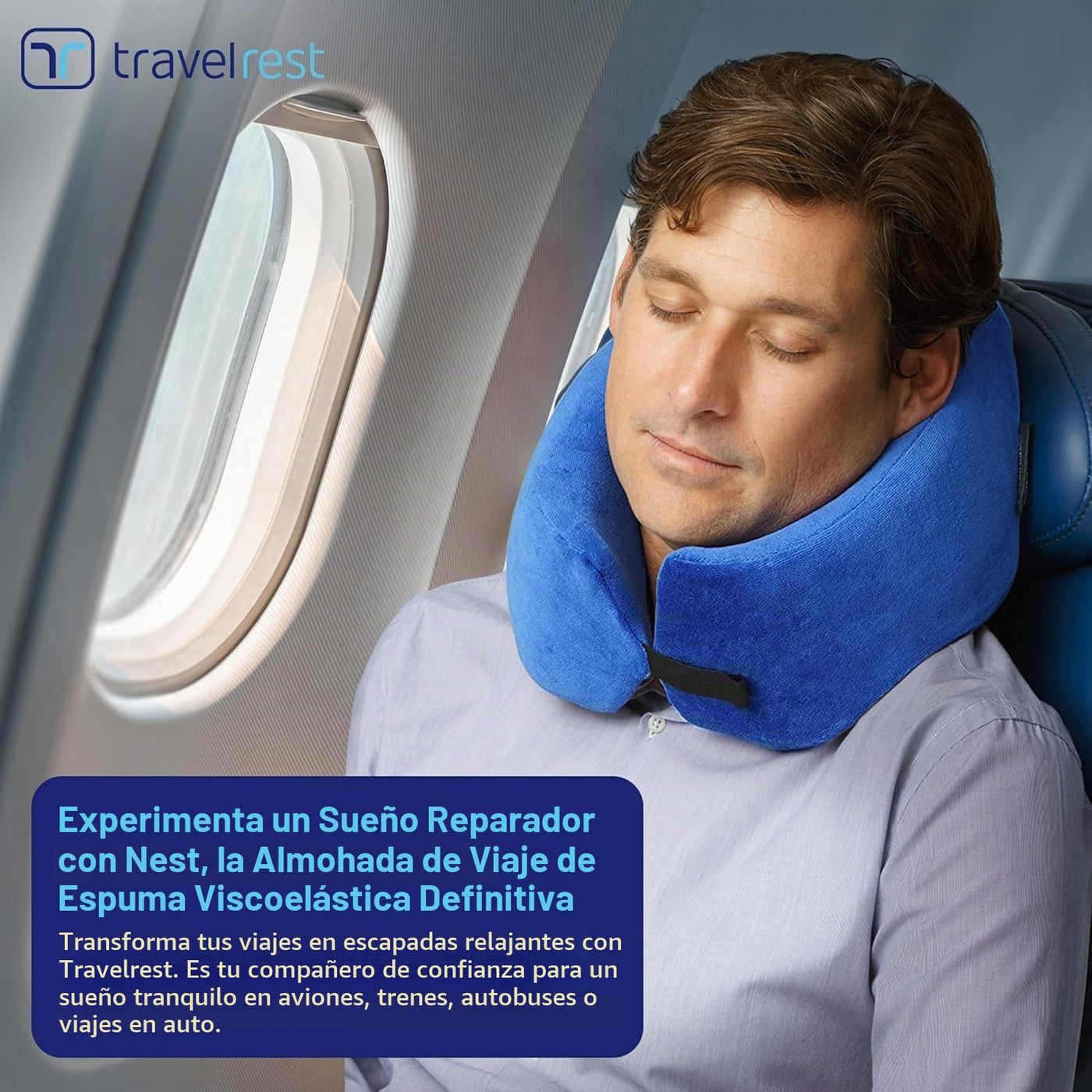 Almohada terapéutica de viaje Travelrest, viscoelástica, de felpa,...