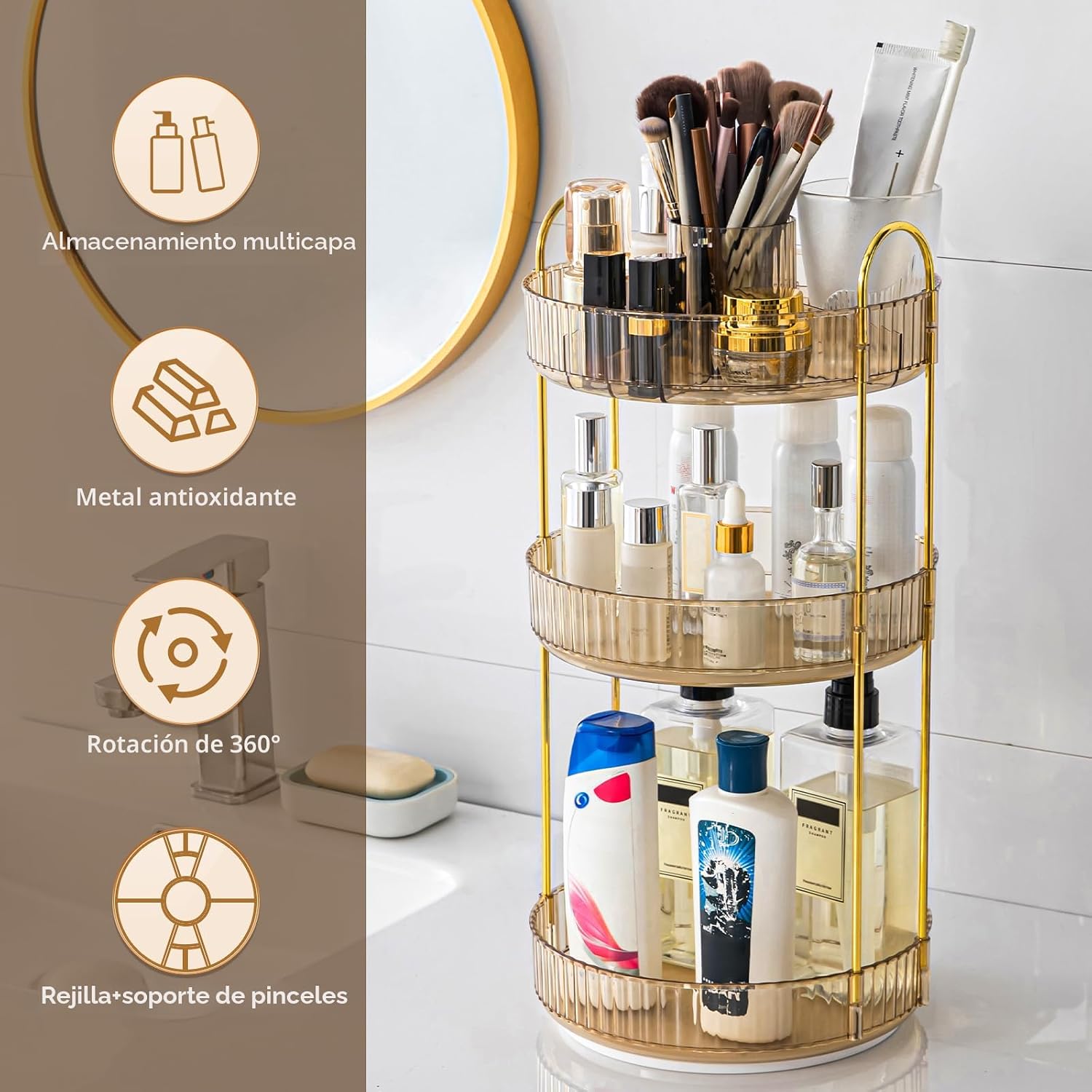 Organizador de maquillaje giratorio de 360°, organizadores de perfu...