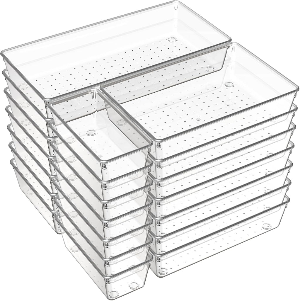 Criusia Paquete de 21 Bandejas Organizadoras de Cajón de Plástico T...