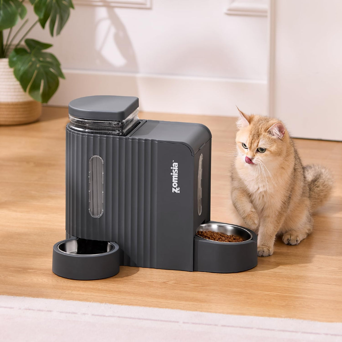 ZOMISIA Gravity - Dispensador de alimentos y agua para gatos, 2 en...