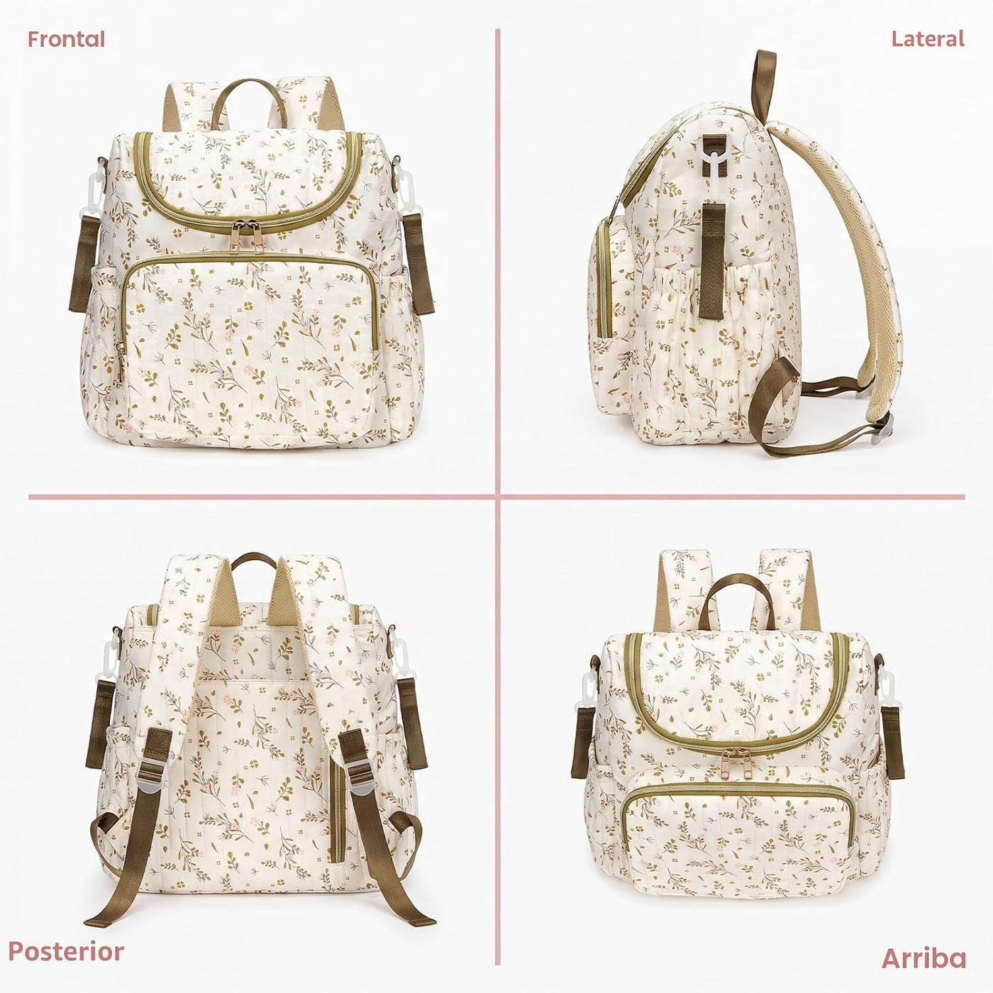 YESFIXS Mochila acolchada para pañales, mochila grande con estampad...