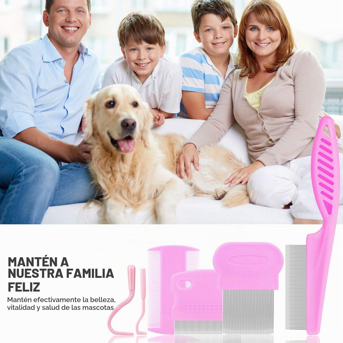 Juego de aseo para gatos y perros, peine de dientes finos para aseo...
