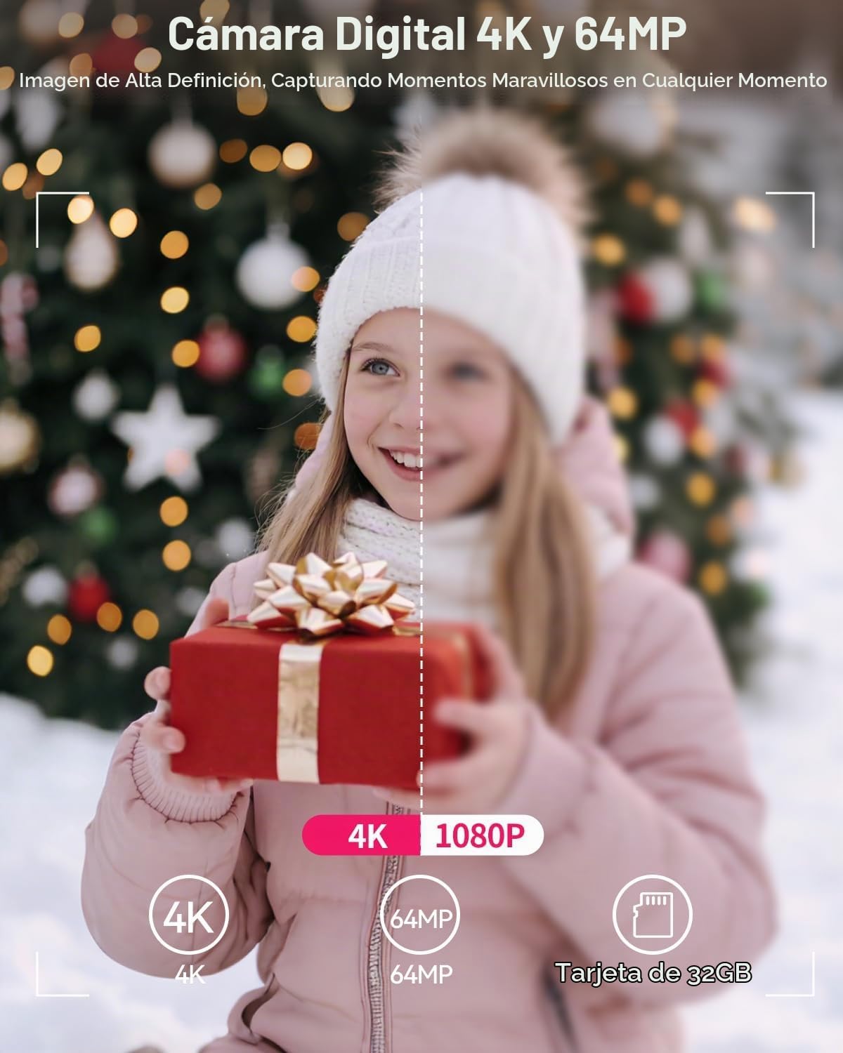 Cámara digital 4K para fotografía, cámara de vlogging WiFi de 64MP...