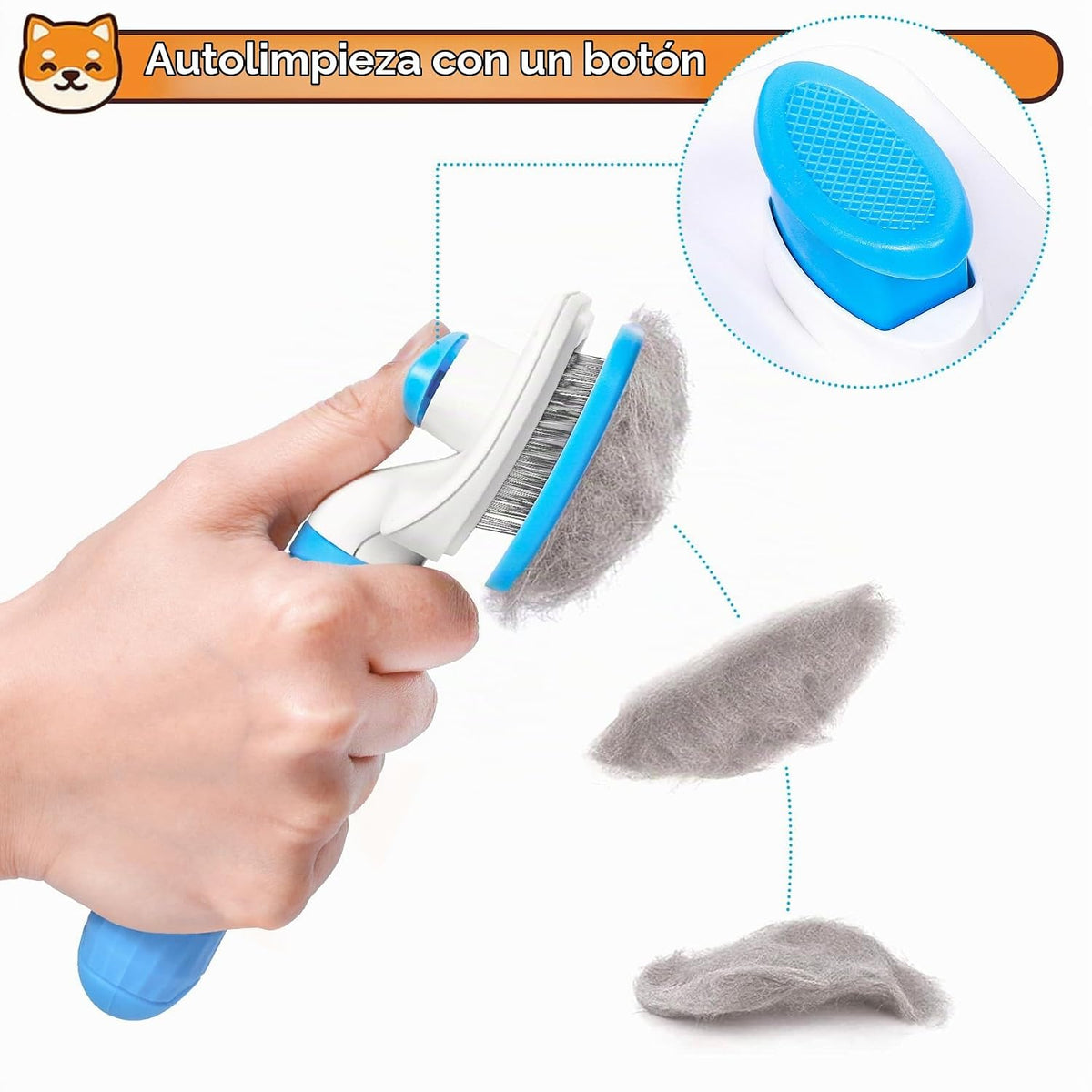 PWOD Cepillo para perros y gatos, cepillo deslizante de autolimpiez...