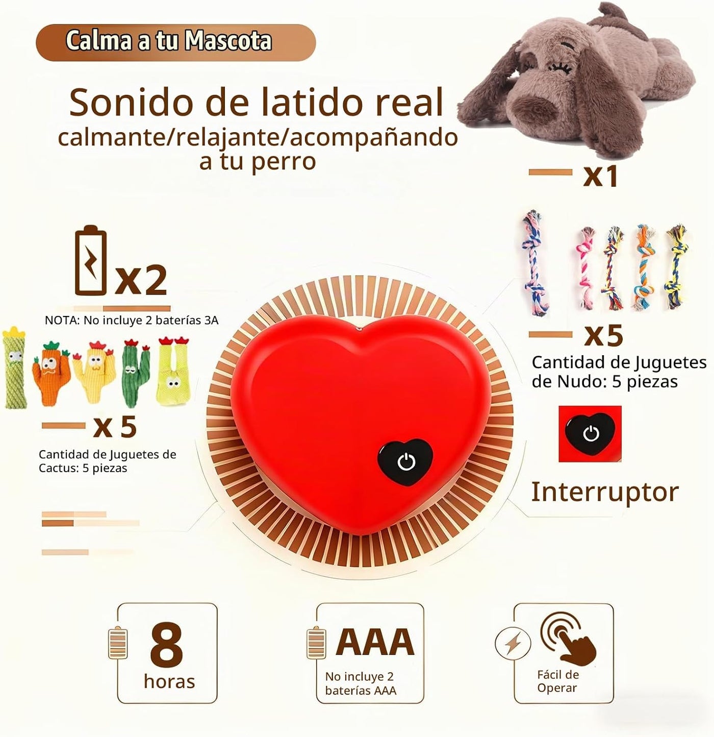 BEVERLYSHARK Juguete de latido del corazón para cachorros, ayuda pa...