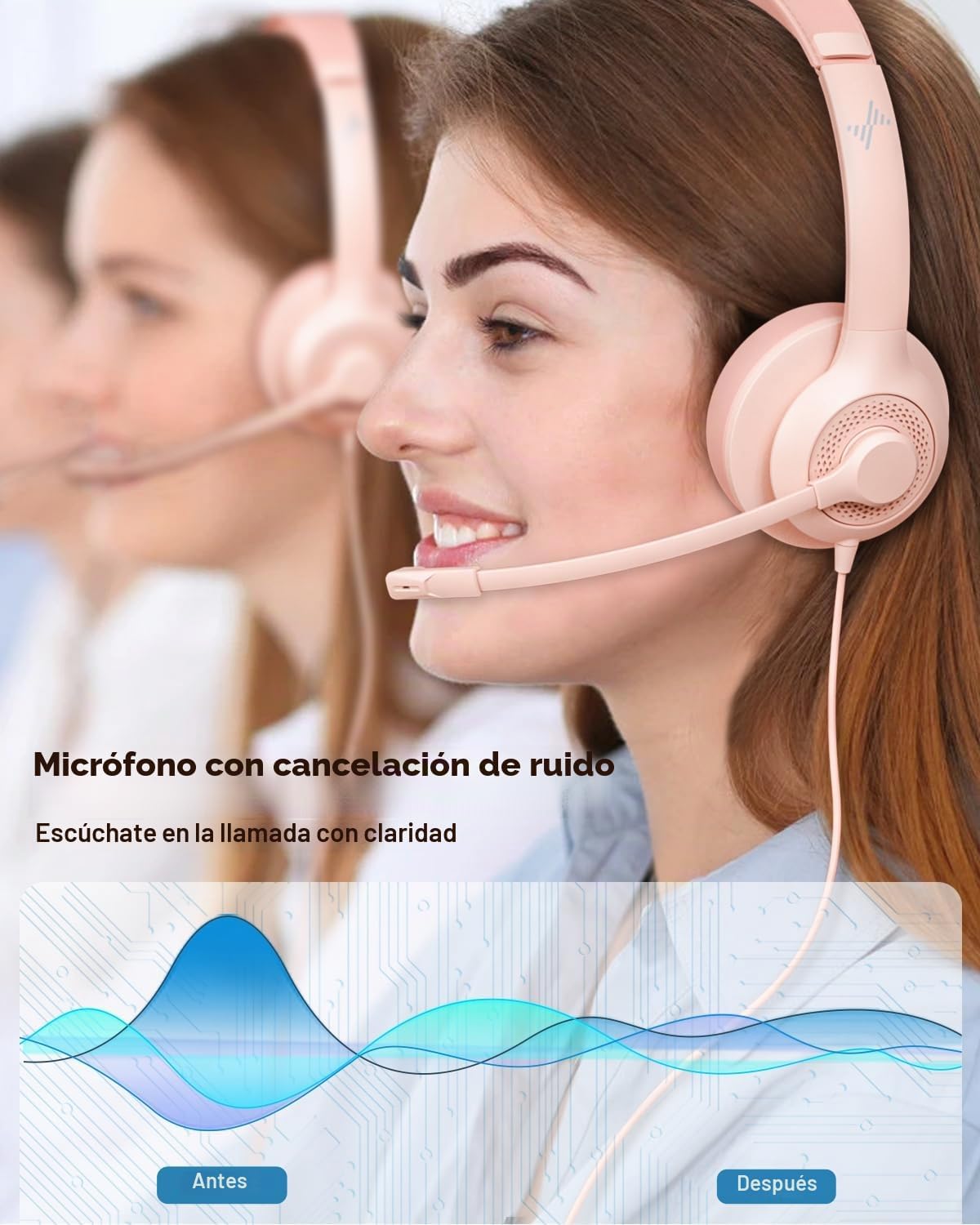 Auriculares JIAMQISHI USB con micrófono para PC, auriculares de com...