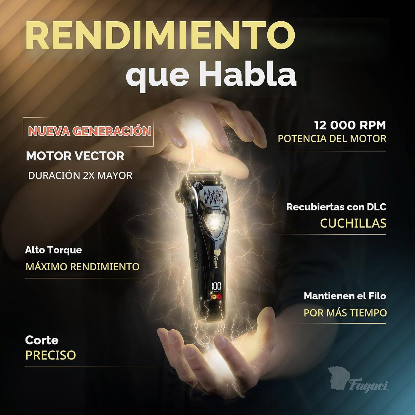 Fagaci Cortapelos profesionales para hombres con cuchillas DLC y al...