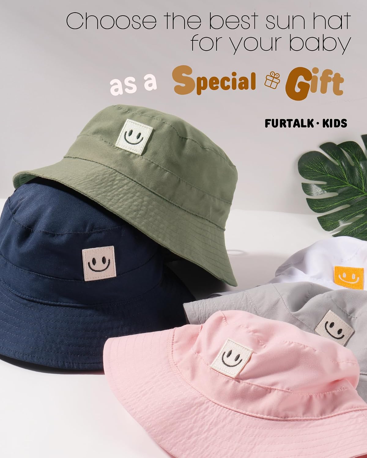 FURTALK Sombrero de sol para bebé, sombrero de pescador para niños...
