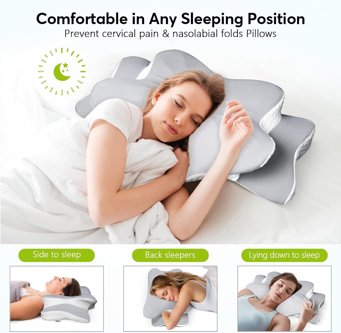 Voovc Almohada de contorno cervical para alivio del dolor de cuello...