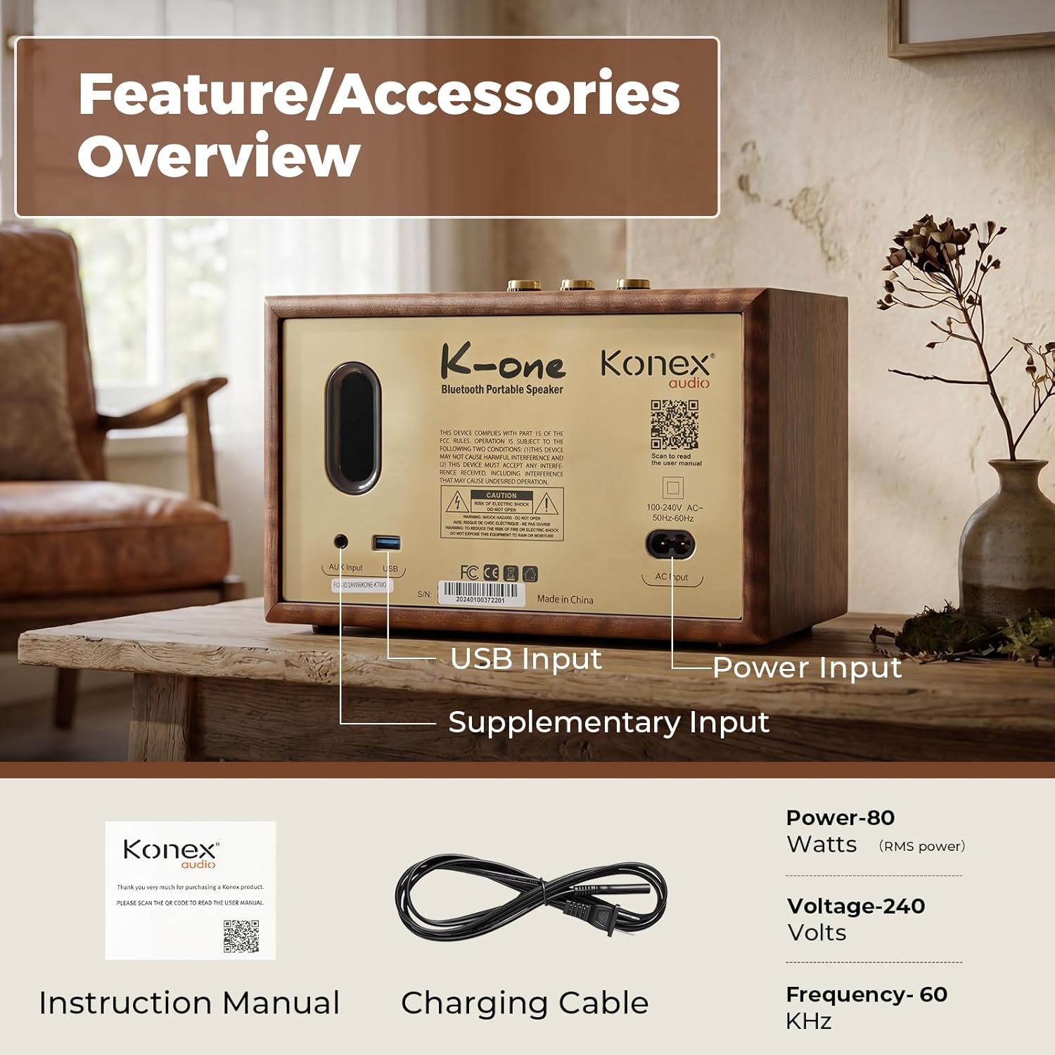 KONEX Altavoz Bluetooth Vintage