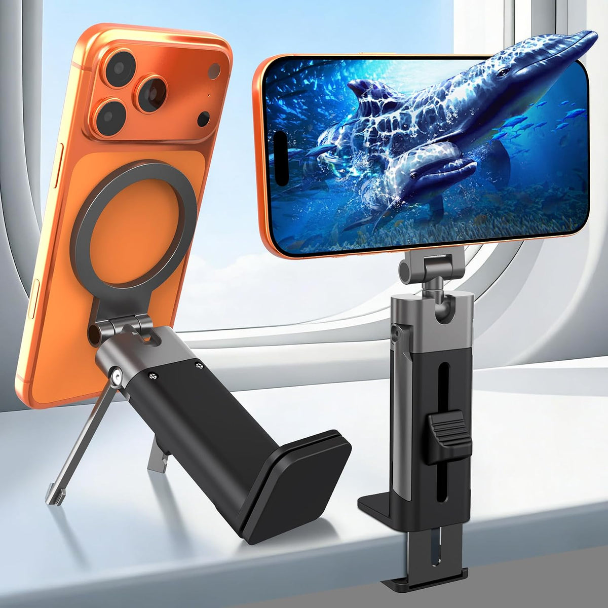 Soporte para teléfono de viaje, soporte para avión 2 en 1 y trípode...