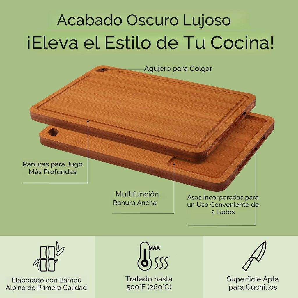 Keechee Tabla de cortar de bambú, tablas de cortar de madera durade...