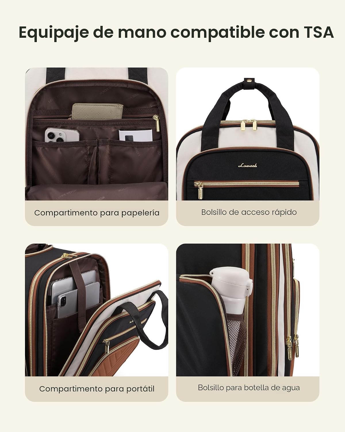 LOVEVOOK Equipaje de mano debajo del asiento con ruedas