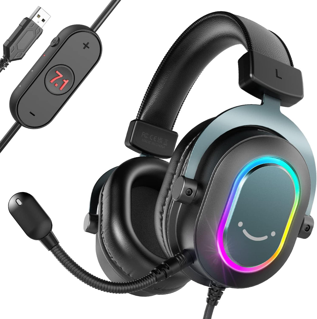 FIFINE AmpliGame H6 Auriculares USB con cable para juegos con RGB d...