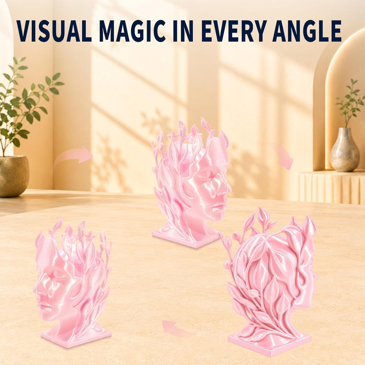 Filamento de impresora 3D de seda rosa y blanco de 0.07 in, 2.2 lbs...