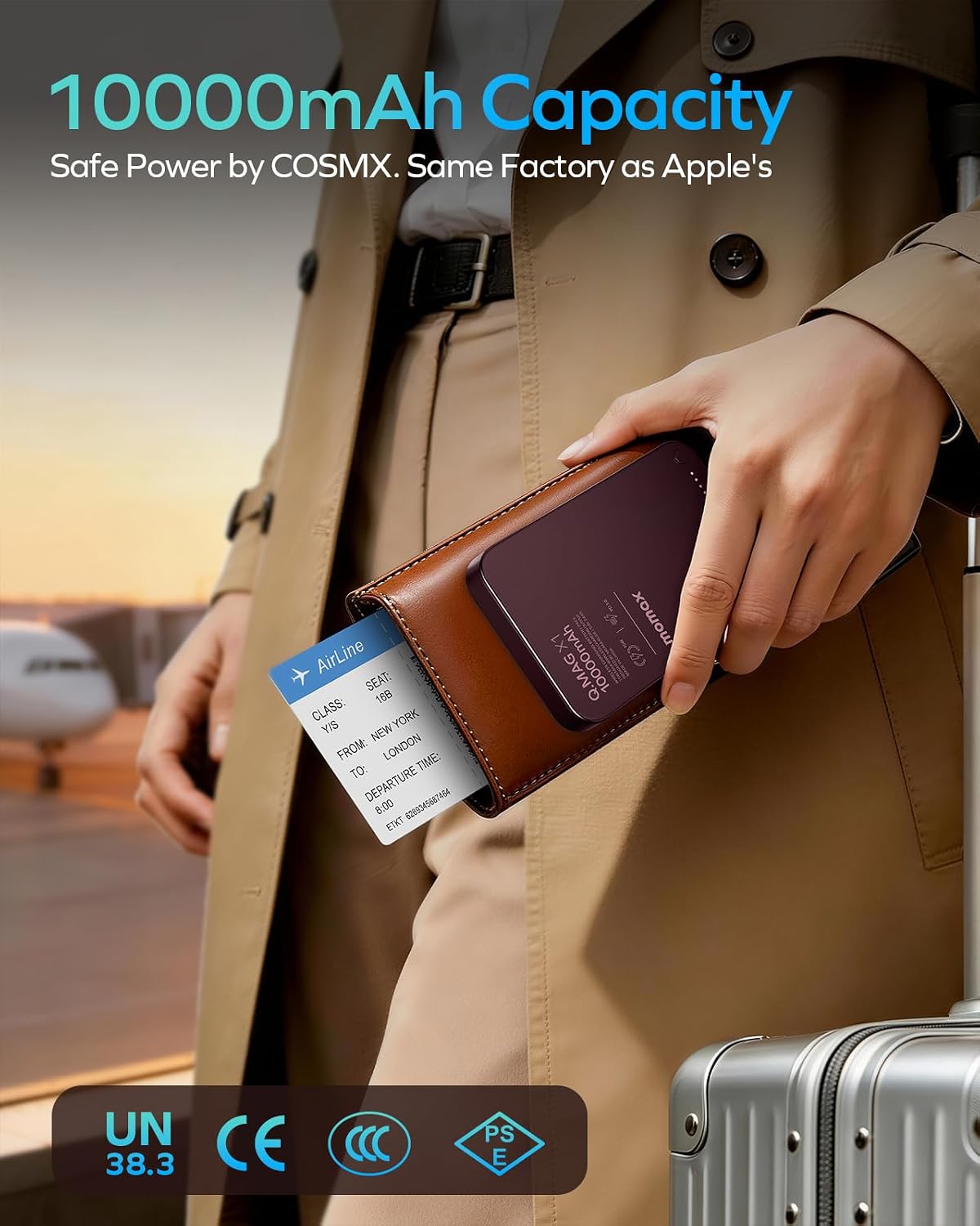MOMAX Banco de energía inalámbrico magnético de 10000 mAh, cargador...