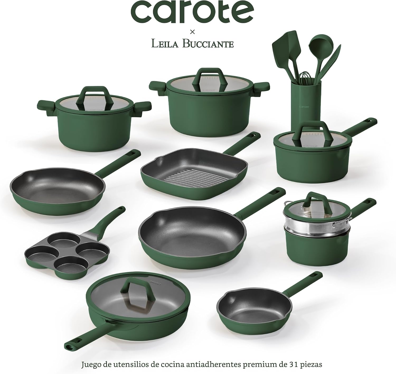CAROTE Juego de ollas y sartenes de 31 piezas, juego de utensilios...