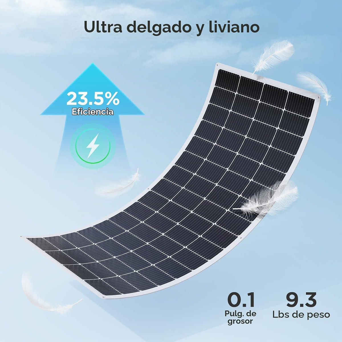 Callsun Panel solar flexible de 400 W (2 x 200 W), ETFE ultrafino f...
