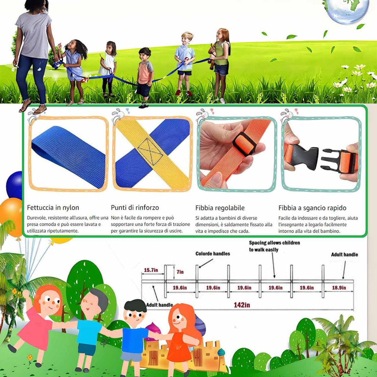 Cuerda para caminar para preescolar, cuerda para caminar para niños...