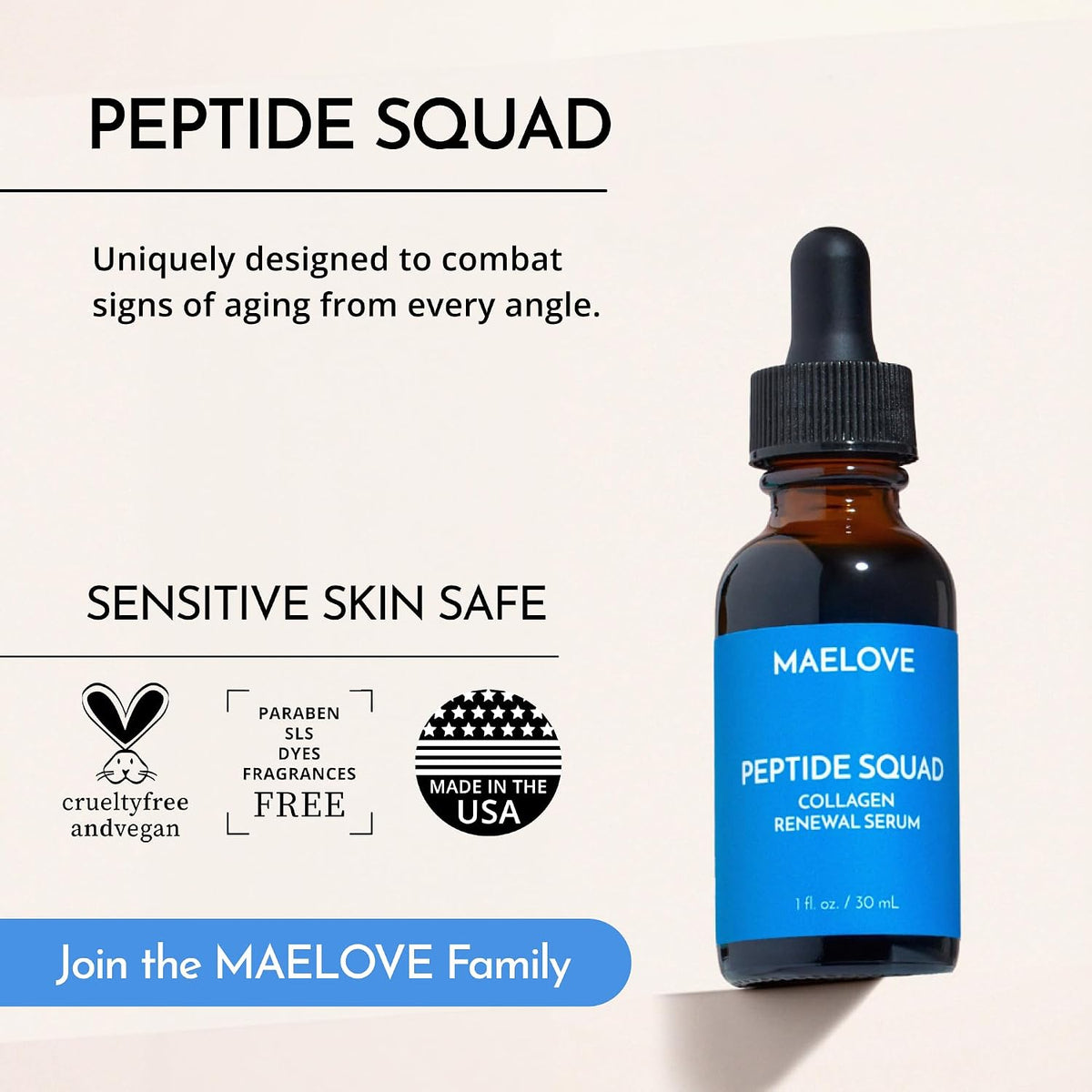MAELOVE Peptide Squad - Suero renovador de colágeno con péptidos de...