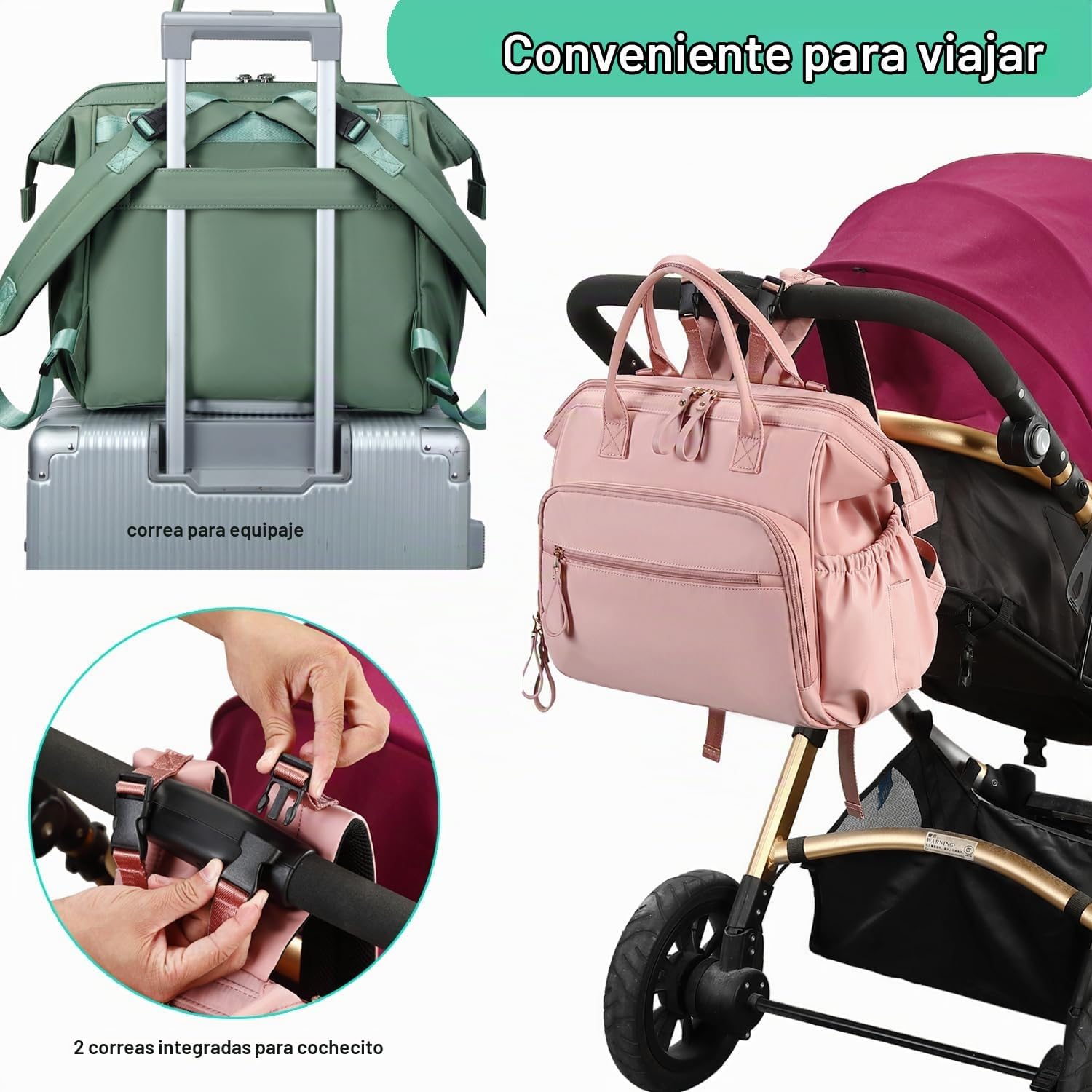 LORADI Bolsa de pañales convertible, parte superior abierta de 14 b...