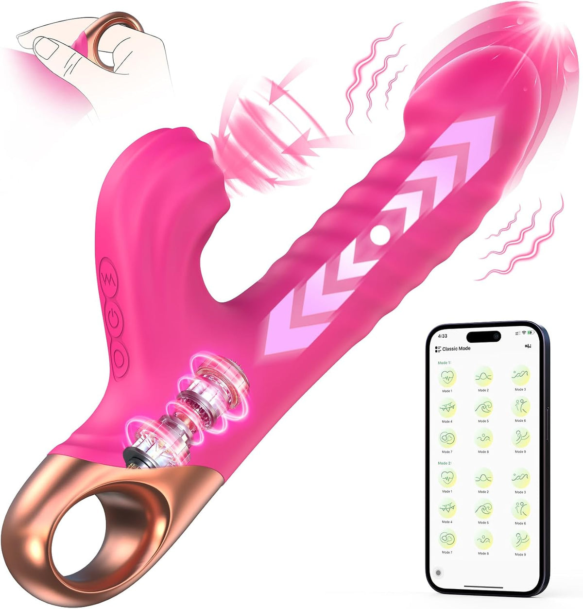 Consolador vibrador de empuje juguete sexual para mujeres, juguetes...